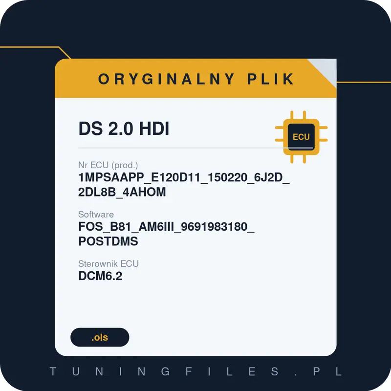 Oryginalny plik DS 2.0 HDI 1MPSAAPP_E120D11_150220_6J2D_2DL8B_4AHOM FOS_B81_AM6III_9691983180_POSTDMS