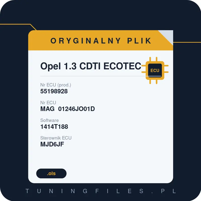 Oryginalny plik Opel 1.3 CDTI ECOTEC 55198928 MAG 01246JO01D 1414T188