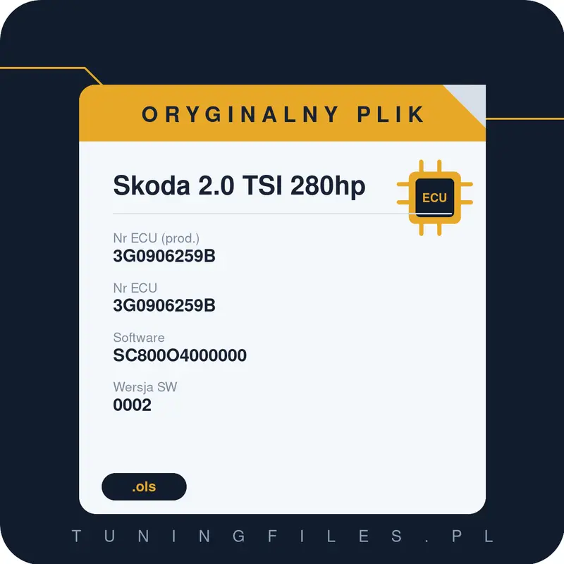 Oryginalny plik Skoda 2.0 TSI 280hp 3G0906259B 3G0906259B SC800O4000000 0002