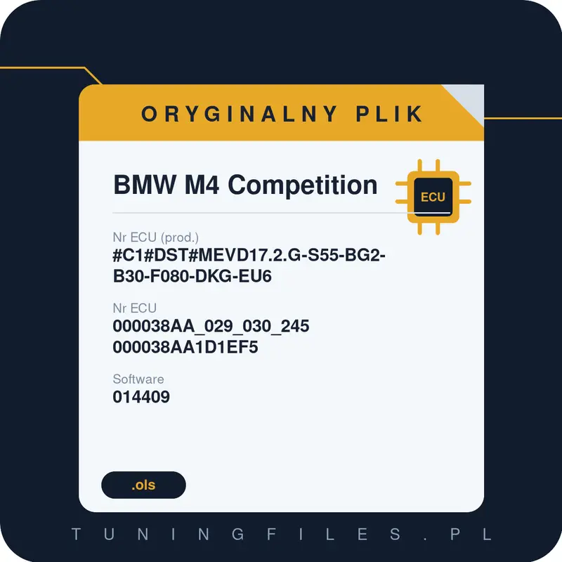 Oryginalny plik BMW M4 Competition #C1#DST#MEVD17.2.G-S55-BG2-B30-F080-DKG-EU6 000038AA_029_030_245 000038AA1D1EF5 014409 #6MC9ECEB#490_S55_C