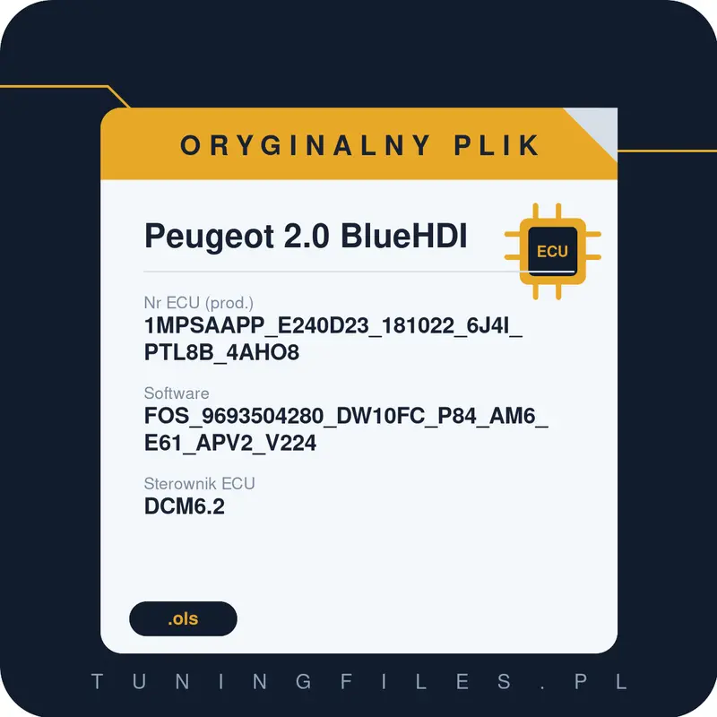 Oryginalny plik Peugeot 2.0 BlueHDI 1MPSAAPP_E240D23_181022_6J4I_PTL8B_4AHO8 FOS_9693504280_DW10FC_P84_AM6_E61_APV2_V224