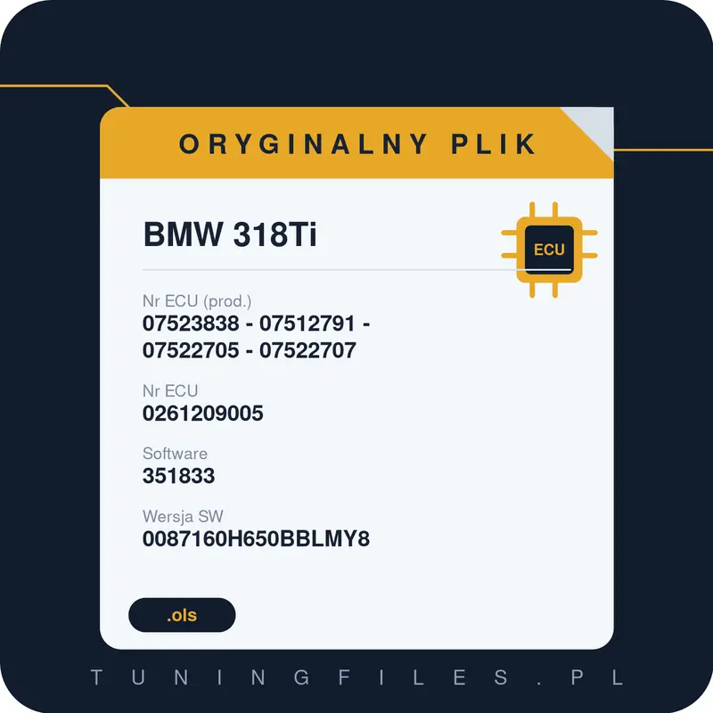 Oryginalny plik BMW 318Ti 07523838 - 07512791 - 07522705 - 07522707 0261209005 351833 0087160H650BBLMY8