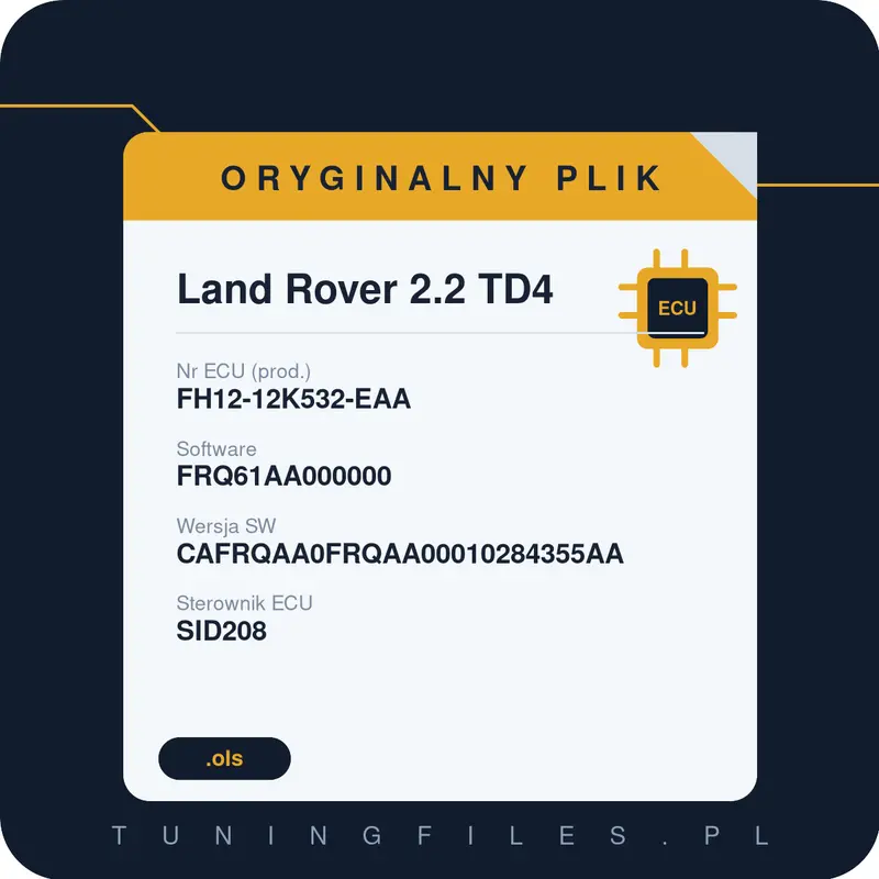 Oryginalny plik Land Rover 2.2 TD4 FH12-12K532-EAA FRQ61AA000000 CAFRQAA0FRQAA00010284355AA