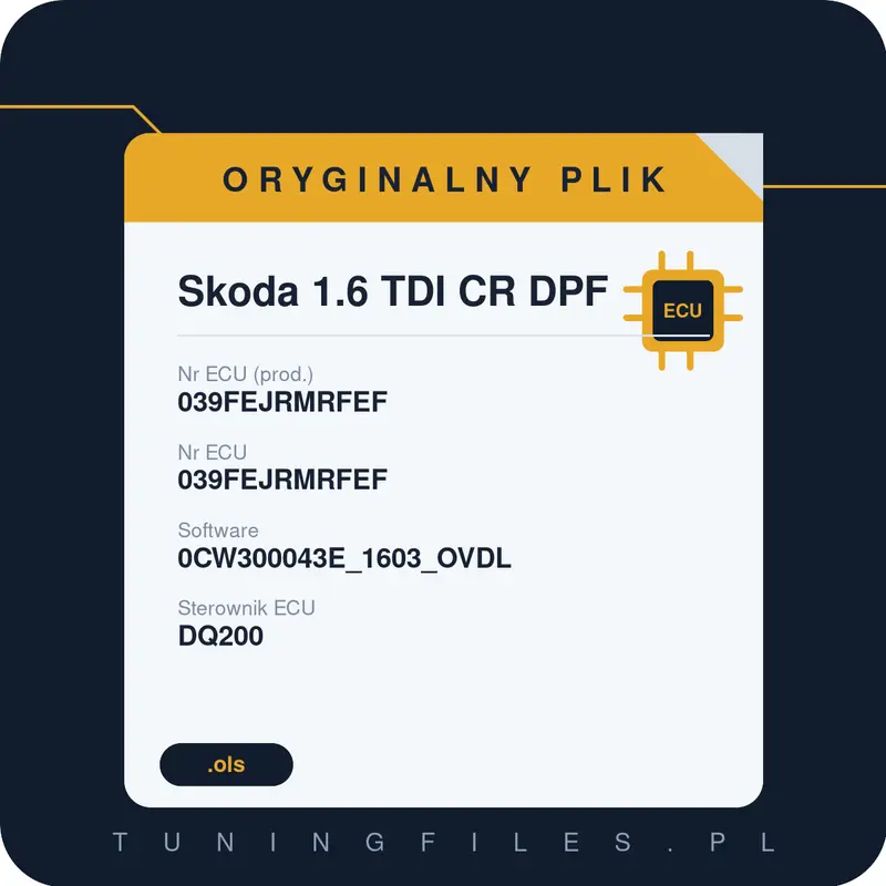 Oryginalny plik Skoda 1.6 TDI CR DPF 039FEJRMRFEF 039FEJRMRFEF 0CW300043E_1603_OVDL