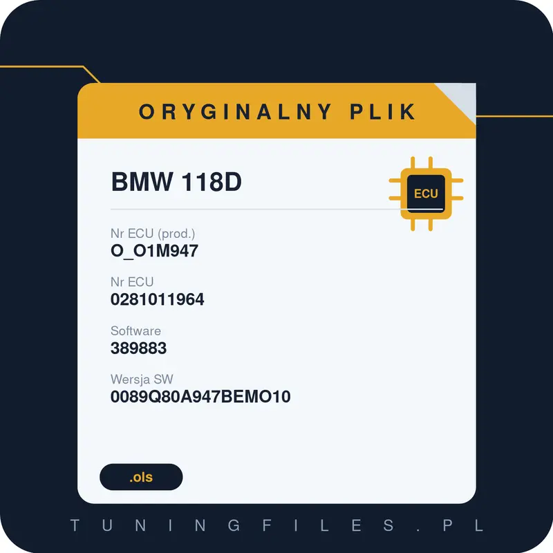 Oryginalny plik BMW 118D O_O1M947 0281011964 389883 0089Q80A947BEMO10