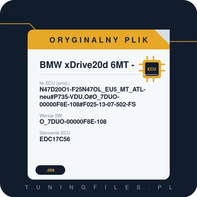 Oryginalny plik BMW xDrive20d 6MT - N47D20O1-F25N47OL_EU5_MT_ATL-neu#P735-VDU.O#O_7DUO-00000F8E-108#F025-13-07-502-FS O_7DUO-00000F8E-108