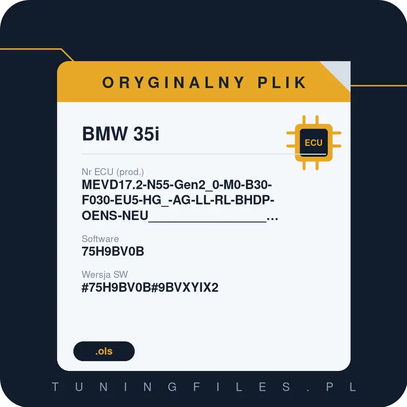 Oryginalny plik BMW 35i MEVD17.2-N55-Gen2_0-M0-B30-F030-EU5-HG_-AG-LL-RL-BHDP-OENS-NEU_________________#75H9BV0B#9BVXYIX2 _ 75H9BV0B #75H9BV0B#9BVXYIX2
