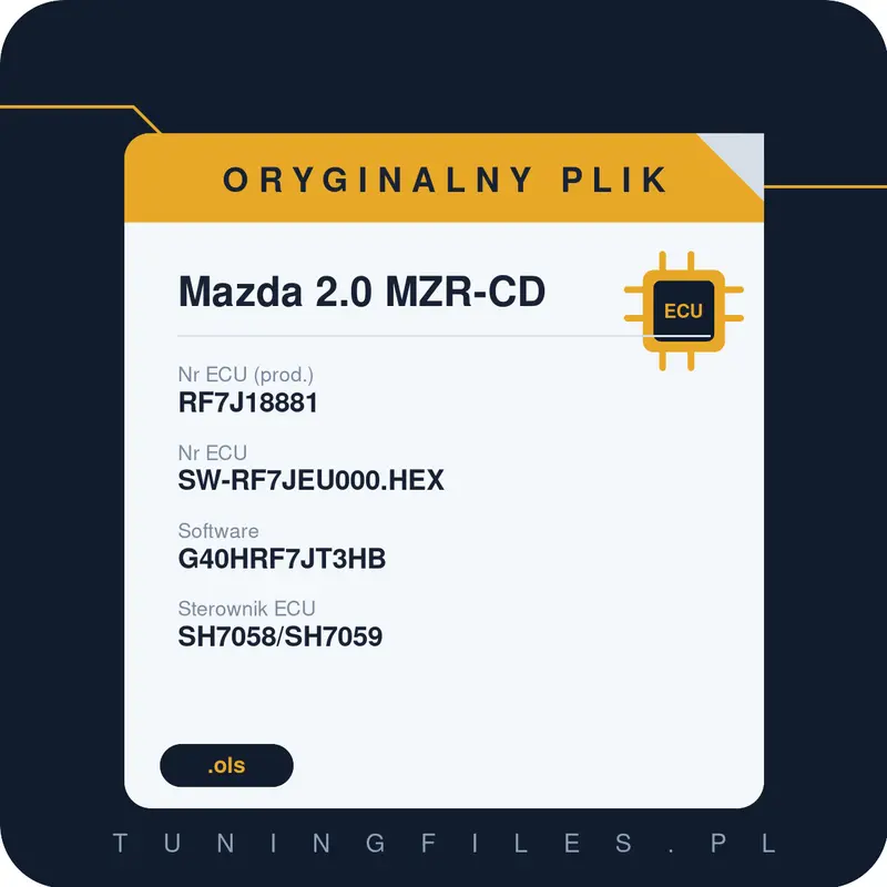 Oryginalny plik Mazda 2.0 MZR-CD RF7J18881 SW-RF7JEU000.HEX G40HRF7JT3HB