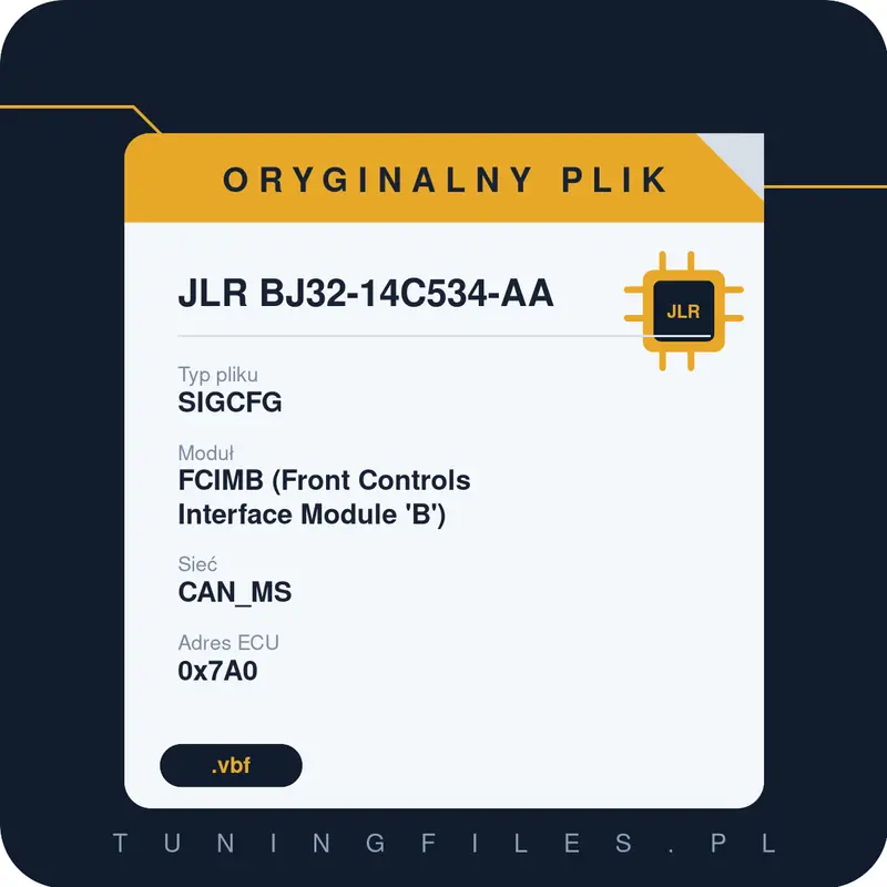 Oryginalny plik JLR BJ32-14C534-AA SIGCFG