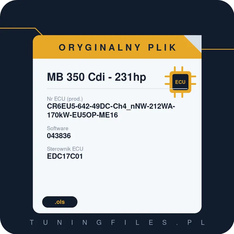 Oryginalny plik MB 350 Cdi - 231hp CR6EU5-642-49DC-Ch4_nNW-212WA-170kW-EU5OP-ME16 043836