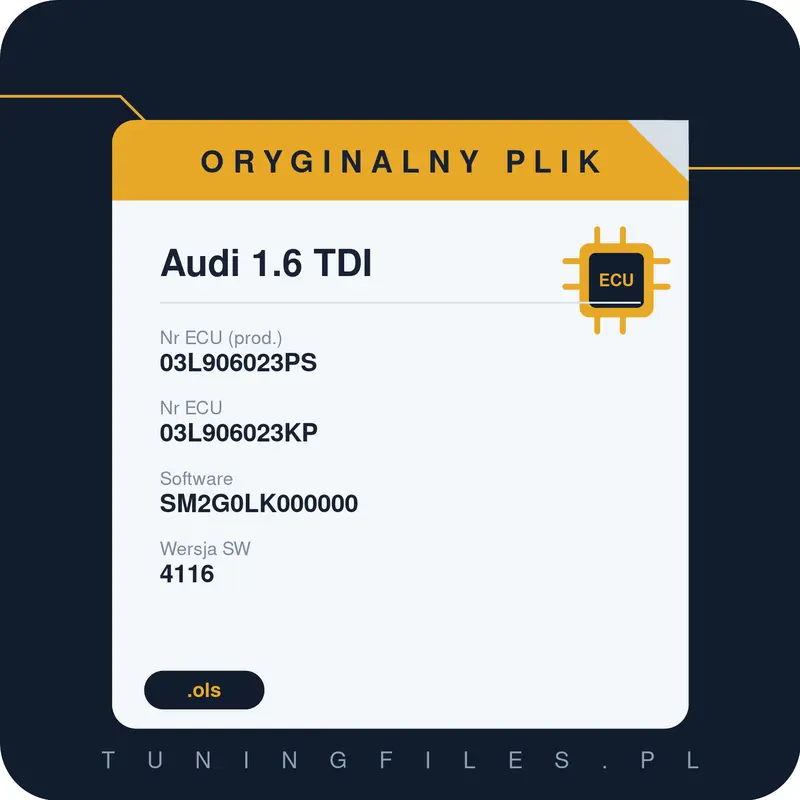 Oryginalny plik Audi 1.6 TDI 03L906023PS 03L906023KP SM2G0LK000000 4116