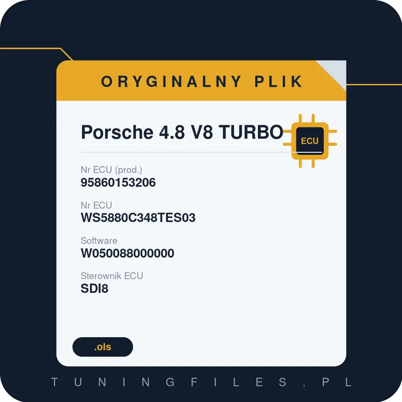 Oryginalny plik Porsche 4.8 V8 TURBO 95860153206 WS5880C348TES03 W050088000000