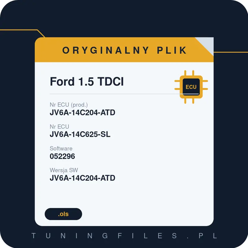 Oryginalny plik Ford 1.5 TDCI JV6A-14C204-ATD JV6A-14C625-SL 052296 JV6A-14C204-ATD