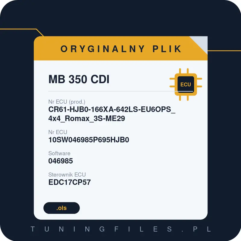 Oryginalny plik MB 350 CDI CR61-HJB0-166XA-642LS-EU6OPS_4x4_Romax_3S-ME29 10SW046985P695HJB0 046985
