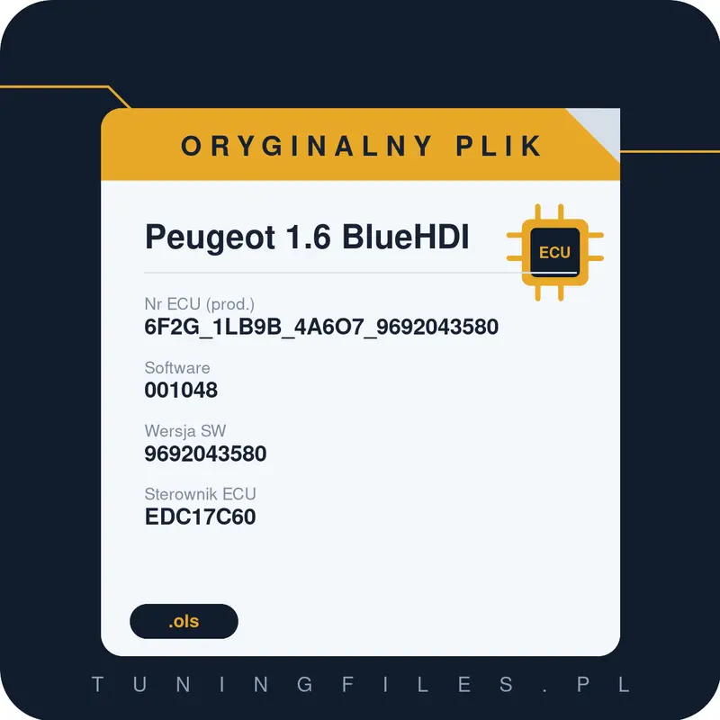Oryginalny plik Peugeot 1.6 BlueHDI 6F2G_1LB9B_4A6O7_9692043580 001048 9692043580
