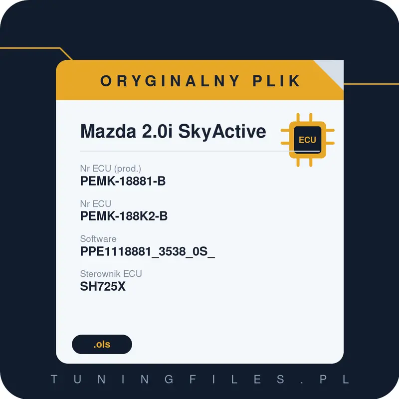 Oryginalny plik Mazda 2.0i SkyActive PEMK-18881-B PEMK-188K2-B PPE1118881_3538_0S_