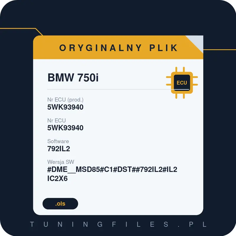 Oryginalny plik BMW 750i 5WK93940 5WK93940 792IL2 #DME__MSD85#C1#DST##792IL2#IL2IC2X6