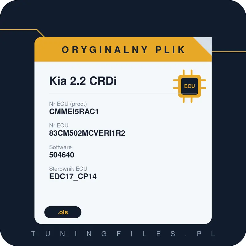 Oryginalny plik Kia 2.2 CRDi CMMEI5RAC1 83CM502MCVERI1R2 504640