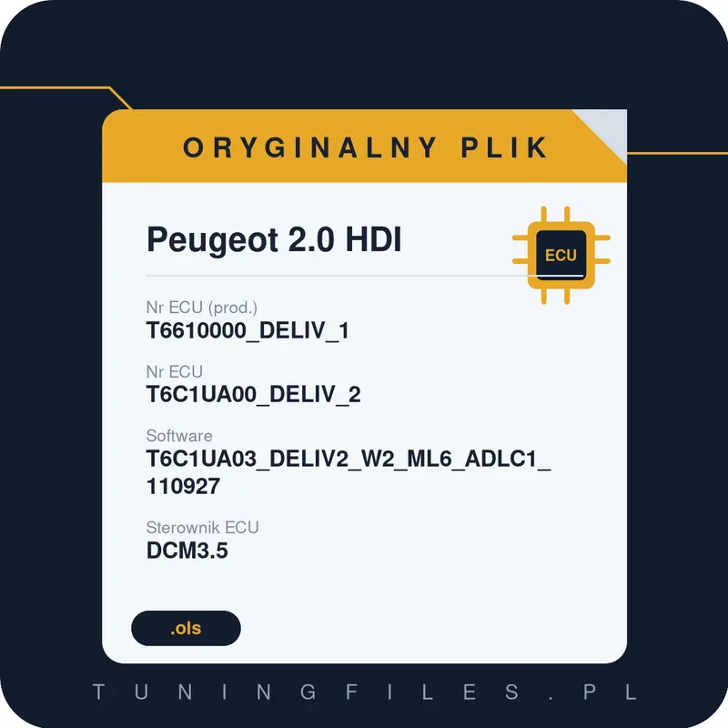 Oryginalny plik Peugeot 2.0 HDI T6610000_DELIV_1 T6C1UA00_DELIV_2 T6C1UA03_DELIV2_W2_ML6_ADLC1_110927