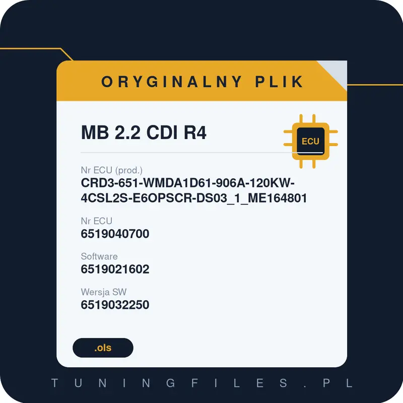 Oryginalny plik MB 2.2 CDI R4 CRD3-651-WMDA1D61-906A-120KW-4CSL2S-E6OPSCR-DS03_1_ME164801 6519040700 6519021602 6519032250