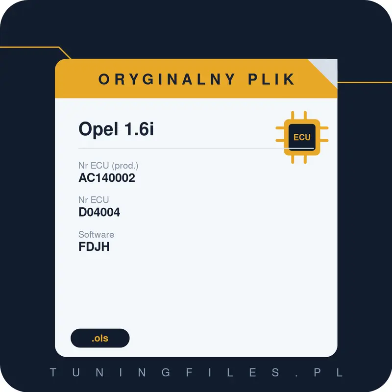 Oryginalny plik Opel 1.6i AC140002 D04004 FDJH