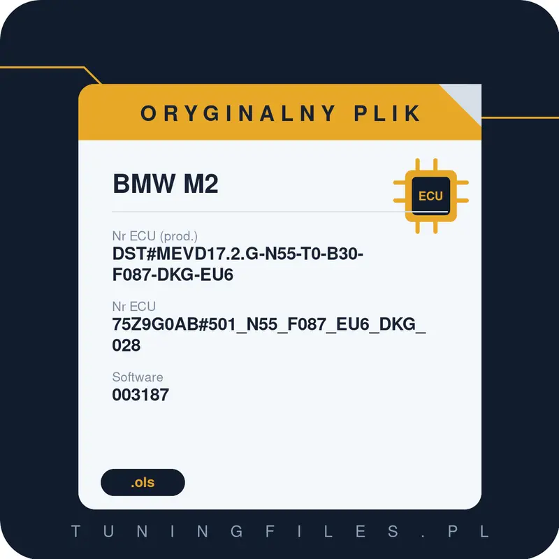 Oryginalny plik BMW M2 DST#MEVD17.2.G-N55-T0-B30-F087-DKG-EU6 75Z9G0AB#501_N55_F087_EU6_DKG_028 003187 #75Z9G0AB#501_N55_F087_EU6_DKG_028