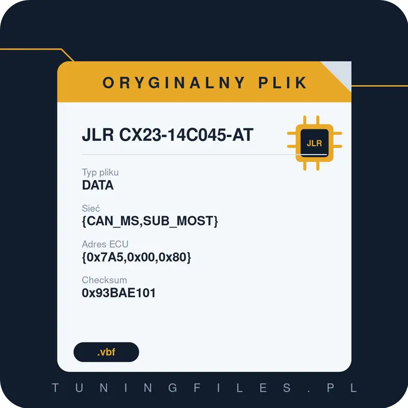 Oryginalny plik JLR CX23-14C045-AT DATA
