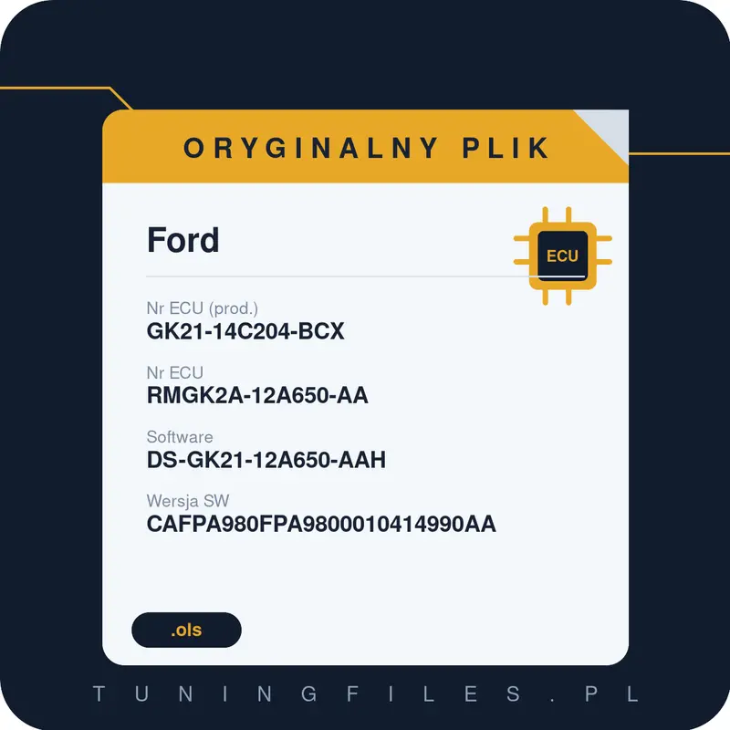 Oryginalny plik Ford GK21-14C204-BCX RMGK2A-12A650-AA DS-GK21-12A650-AAH CAFPA980FPA9800010414990AA