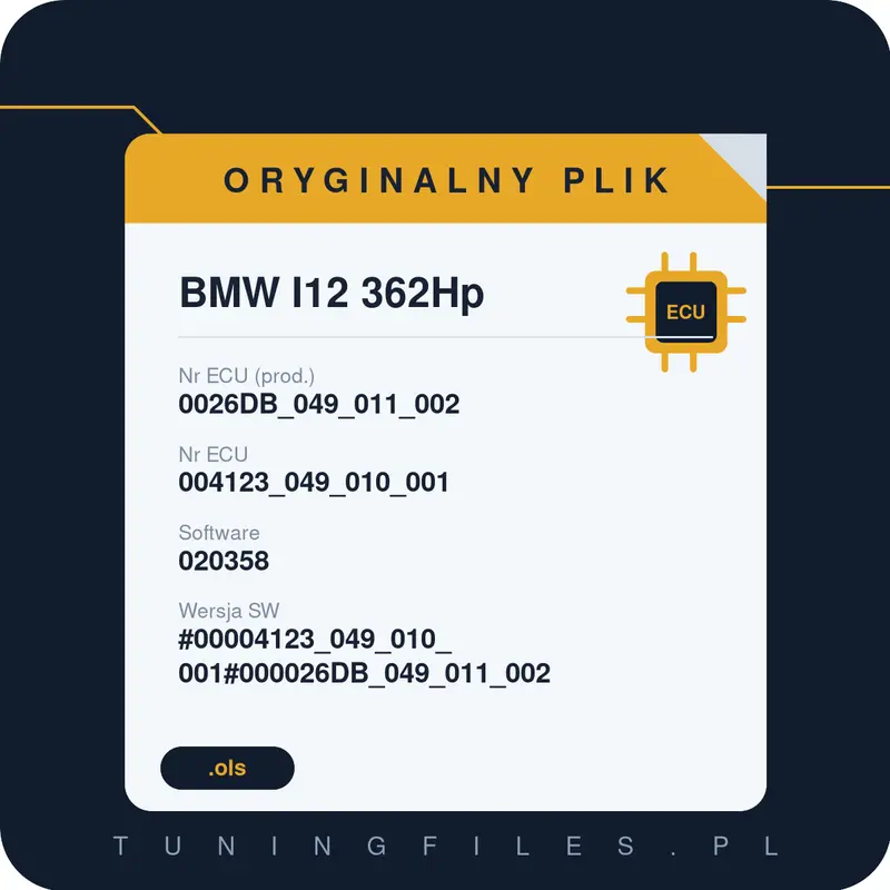 Oryginalny plik BMW I12 362Hp 0026DB_049_011_002 004123_049_010_001 020358 #00004123_049_010_001#000026DB_049_011_002