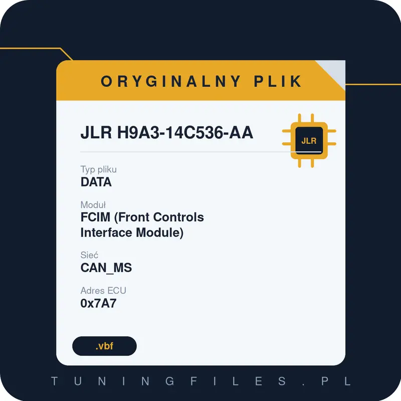 Oryginalny plik JLR H9A3-14C536-AA DATA
