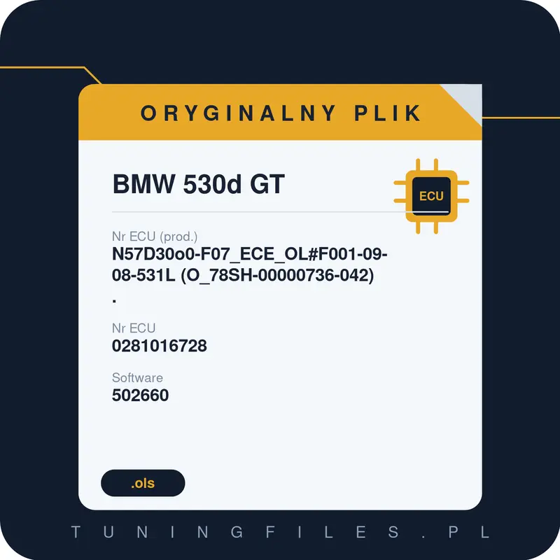 Oryginalny plik BMW 530d GT N57D30o0-F07_ECE_OL#F001-09-08-531L (O_78SH-00000736-042) . 0281016728 502660 O_78SH-00000736-042