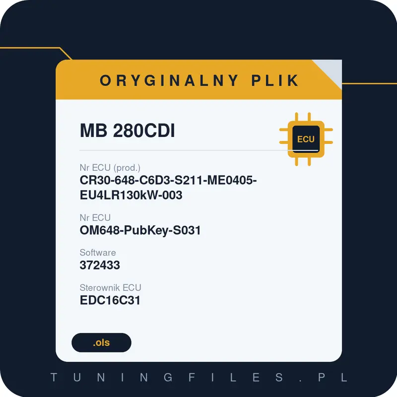 Oryginalny plik MB 280CDI CR30-648-C6D3-S211-ME0405-EU4LR130kW-003 OM648-PubKey-S031 372433