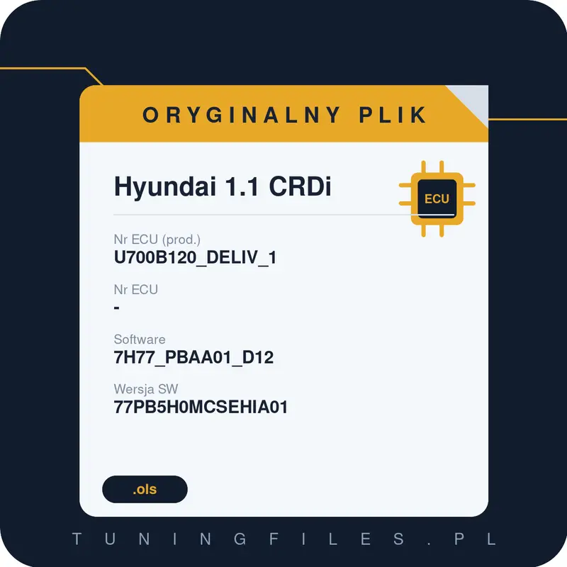 Oryginalny plik Hyundai 1.1 CRDi U700B120_DELIV_1 7H77_PBAA01_D12 77PB5H0MCSEHIA01