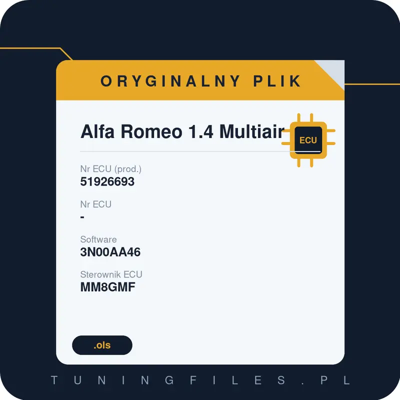 Oryginalny plik Alfa Romeo 1.4 Multiair 51926693 3N00AA46