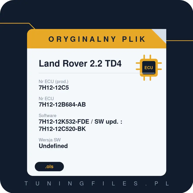 Oryginalny plik Land Rover 2.2 TD4 7H12-12C5 7H12-12B684-AB 7H12-12K532-FDE / SW upd. : 7H12-12C520-BK