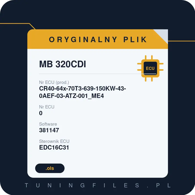 Oryginalny plik MB 320CDI CR40-64x-70T3-639-150KW-43-0AEF-03-ATZ-001_ME4 381147