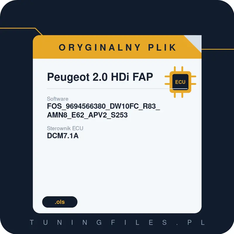 Oryginalny plik Peugeot 2.0 HDi FAP FOS_9694566380_DW10FC_R83_AMN8_E62_APV2_S253