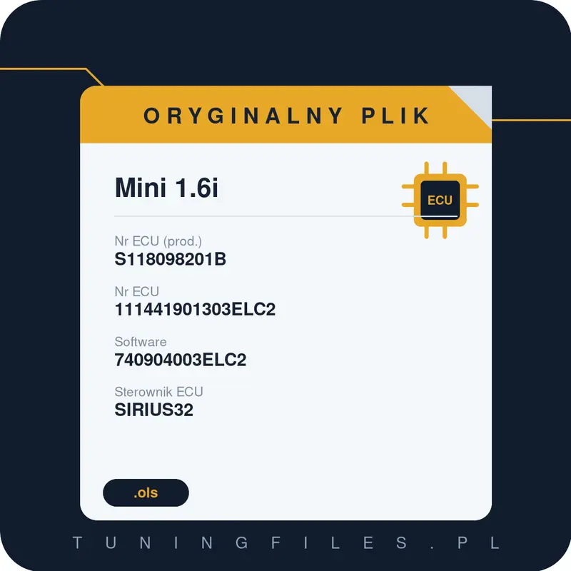Oryginalny plik Mini 1.6i S118098201B 740904003ELC2