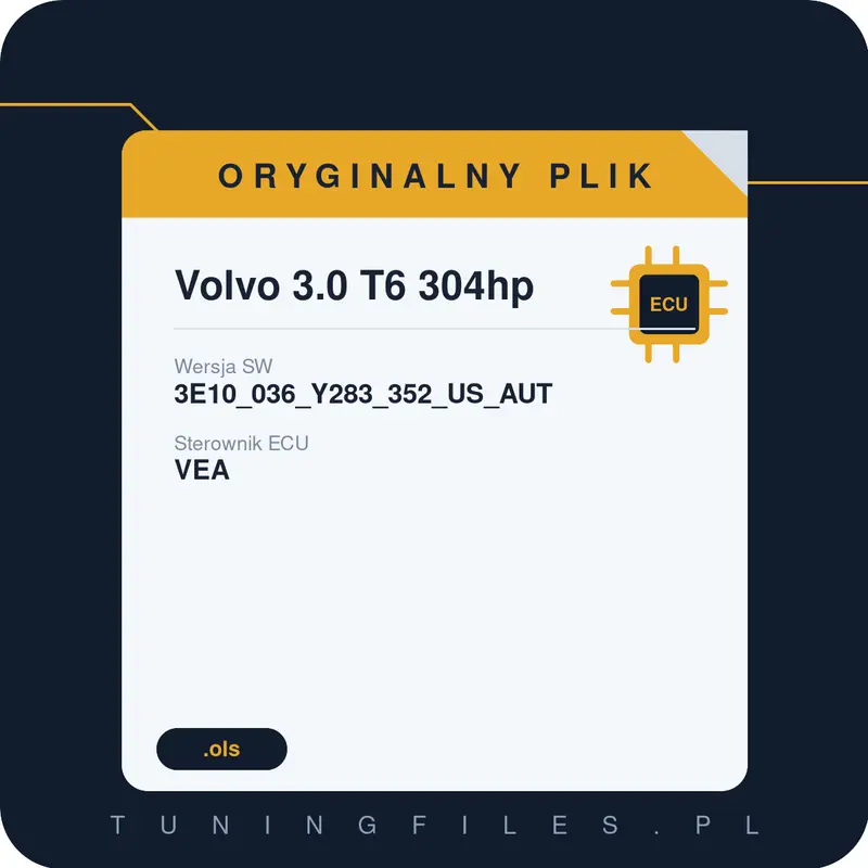 Oryginalny plik Volvo 3.0 T6 304hp 3E10_036_Y283_352_US_AUT