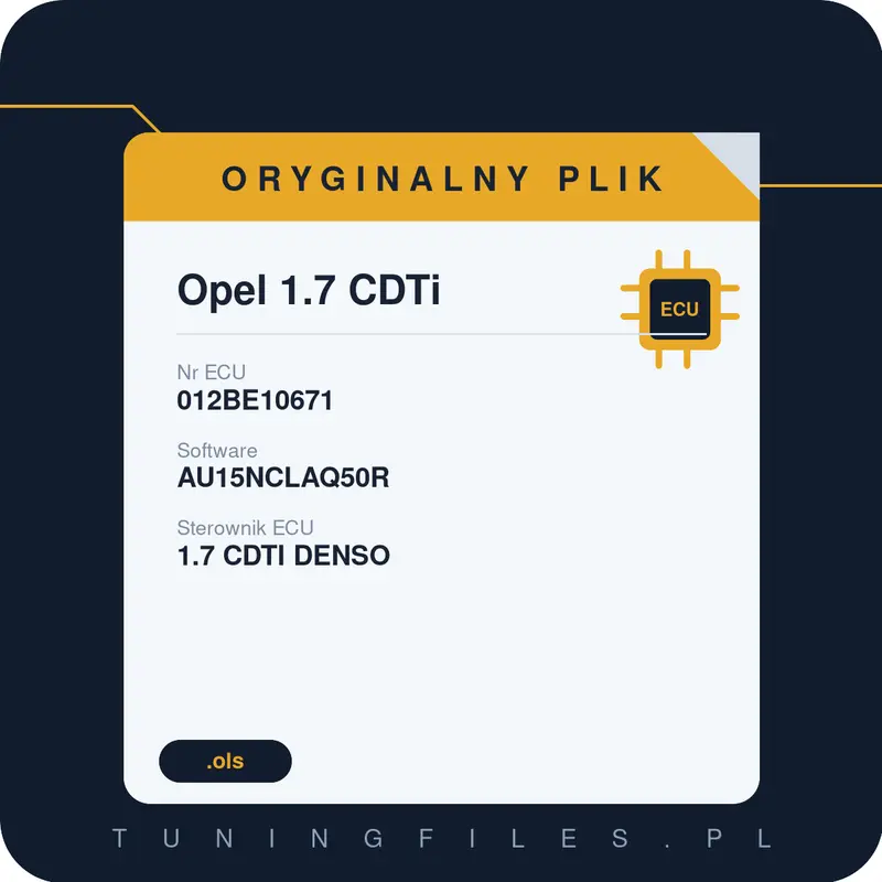 Oryginalny plik Opel 1.7 CDTi AU15NCLAQ50R