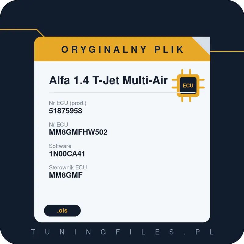 Oryginalny plik Alfa 1.4 T-Jet Multi-Air 51875958 1N00CA41