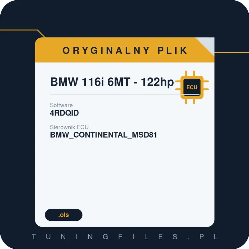 Oryginalny plik BMW 116i 6MT - 122hp 4RDQID