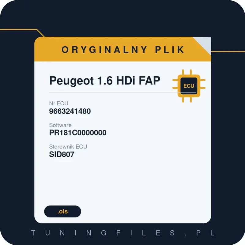 Oryginalny plik Peugeot 1.6 HDi FAP PR181C0000000