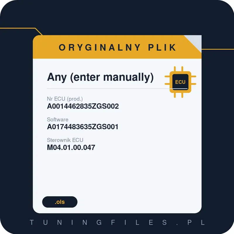 Oryginalny plik Any (enter manually) A0014462835ZGS002 A0174483635ZGS001