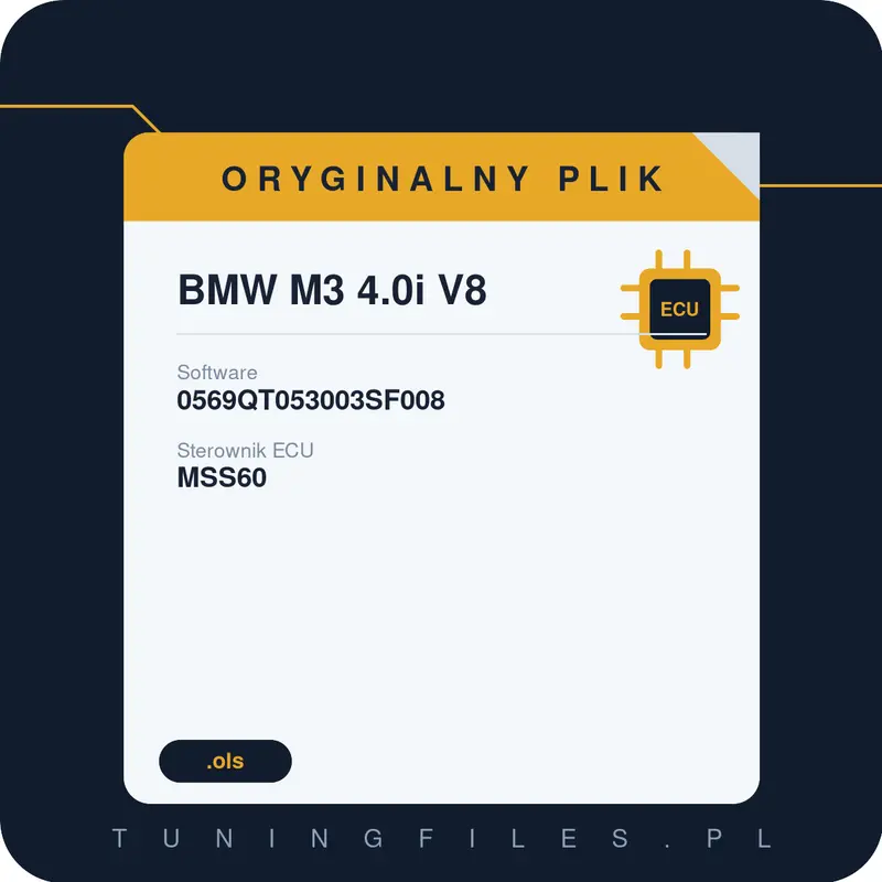 Oryginalny plik BMW M3 4.0i V8 0569QT053003SF008