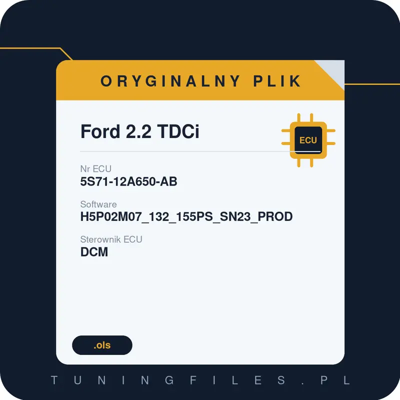 Oryginalny plik Ford 2.2 TDCi H5P02M07_132_155PS_SN23_PROD